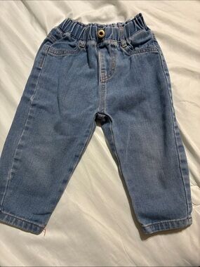 SHEIN Light Blue Elastic-Waist Kids Jeans